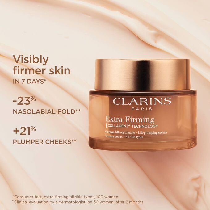 Packshot of the Extra Firming Cream to illustrate the cheek plumping, face contour defining, and nasolabial fold effect.