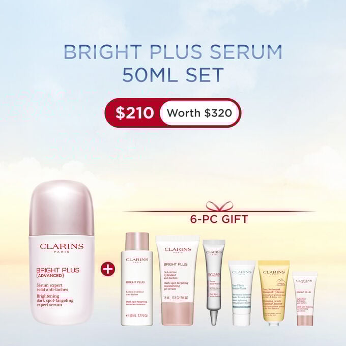 Packshot of Clarins Brightening Vitamin C-Derived Serum placed beside acerola fruits and a niacinamide molecule.