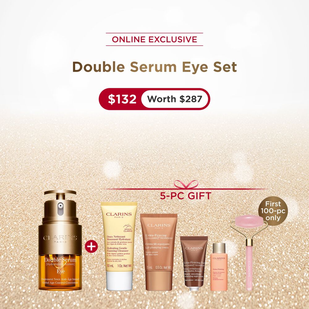 Double Serum Eye packshot with ingredients