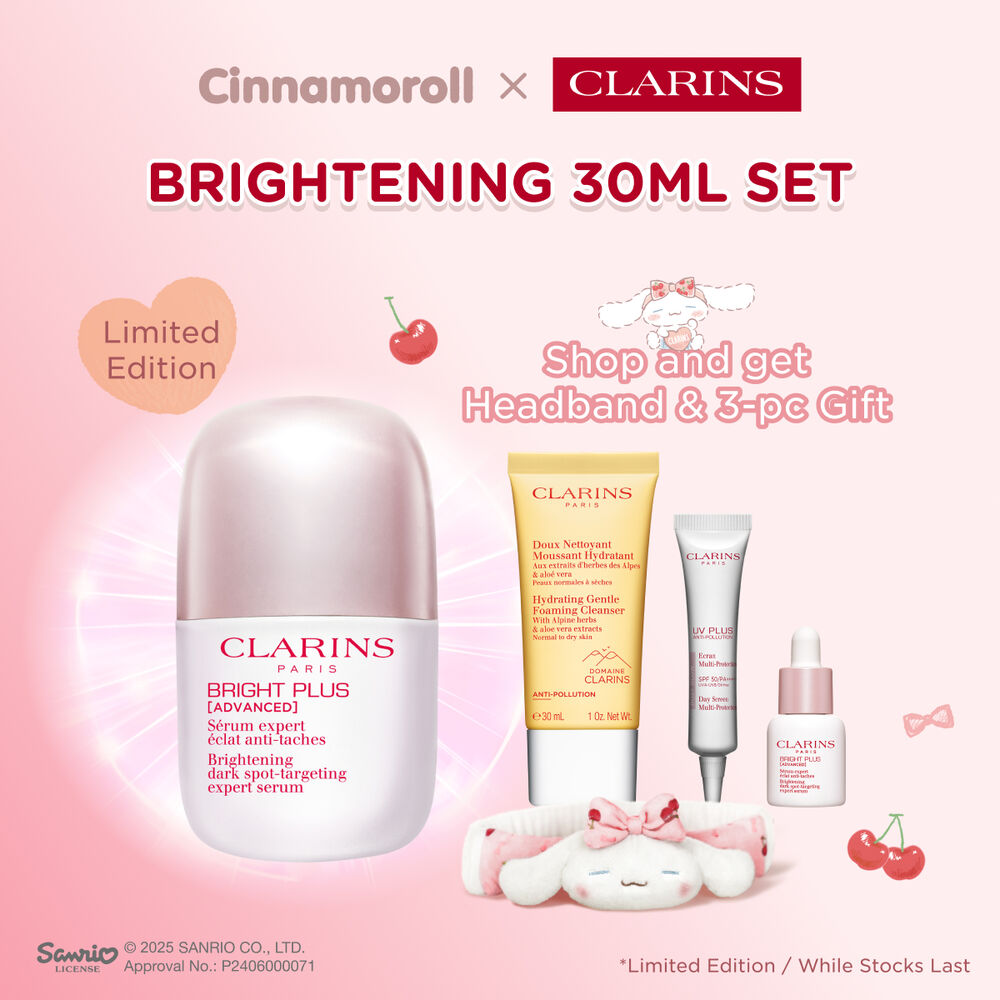 Packshot of Clarinsn anti-blemish niacinamide serum placed next to acerola fruits and a niacinamide molecule