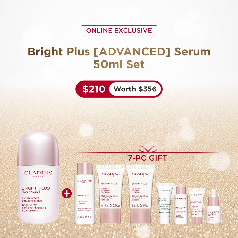 Packshot of Clarins Brightening Vitamin C-Derived Serum placed beside acerola fruits and a niacinamide molecule.