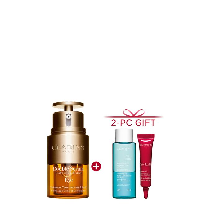 Double Serum Eye packshot with ingredients