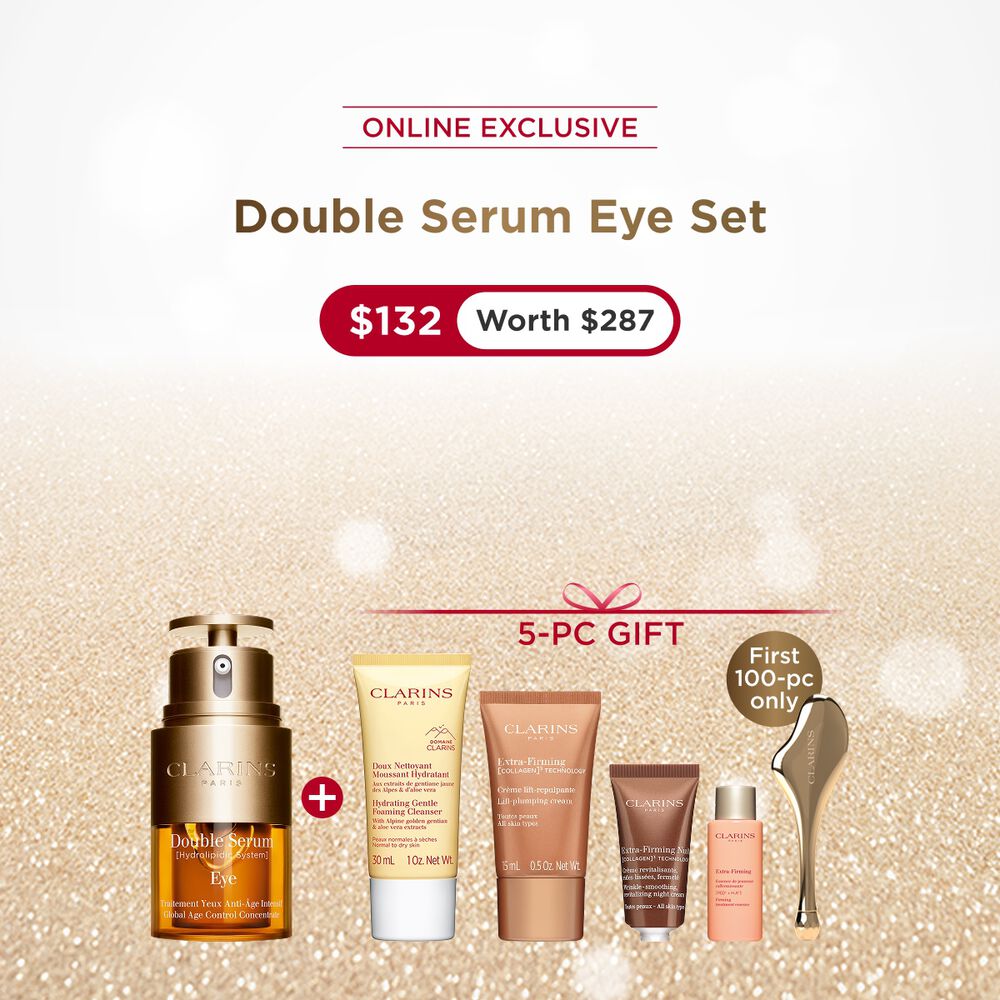 Double Serum Eye packshot with ingredients