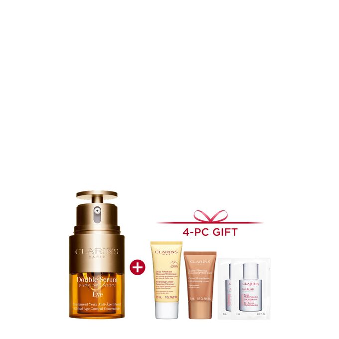 Double Serum Eye packshot with ingredients