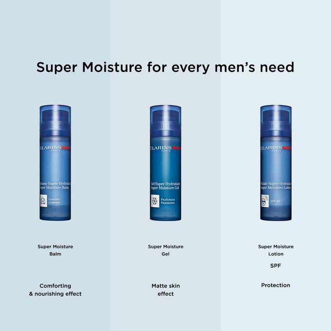 Clarins Men skincare face treatment range, designed to meet every man's needs, from hydrating to protecting the skin.
