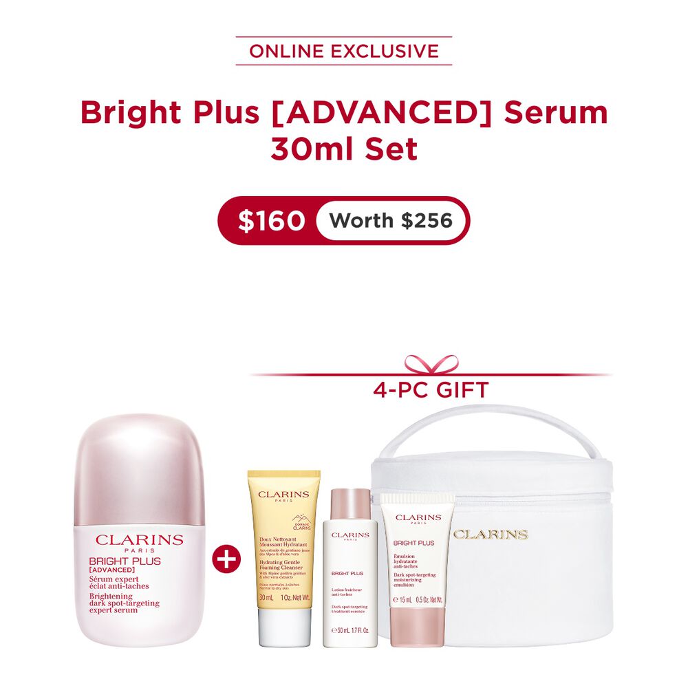 Packshot of Clarinsn anti-blemish niacinamide serum placed next to acerola fruits and a niacinamide molecule