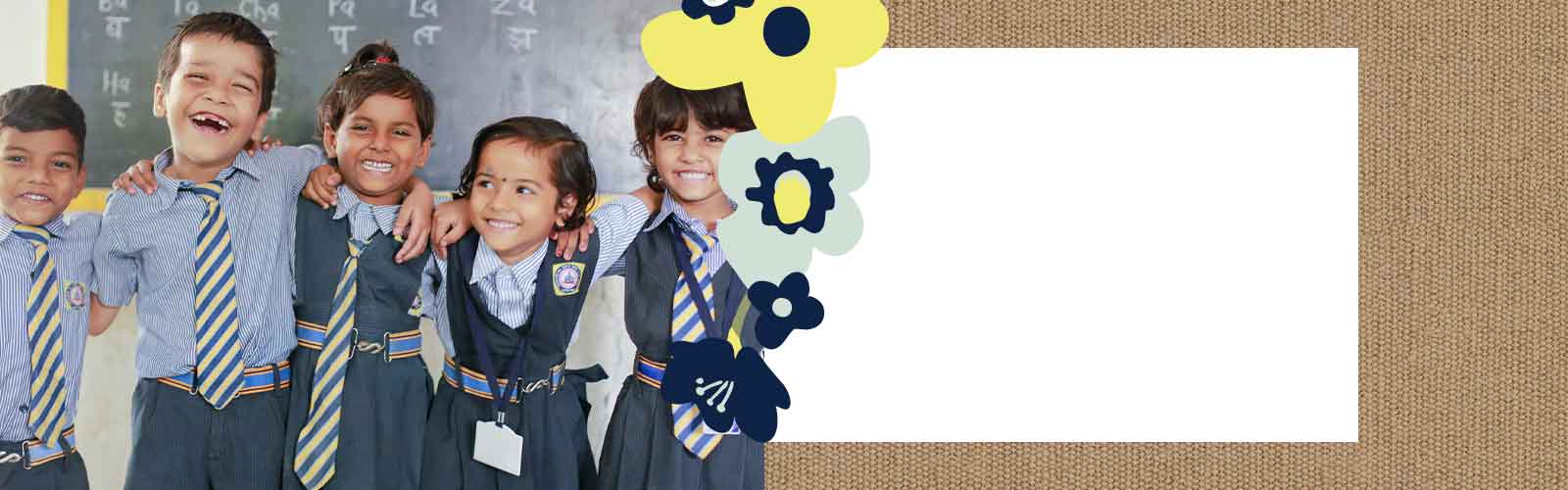 Children with school uniform around arms
