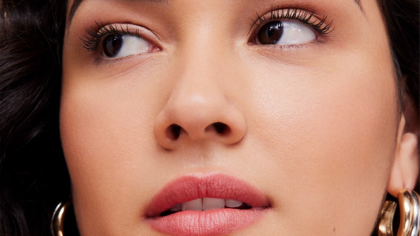 Model wearing Clarins full make-up face look